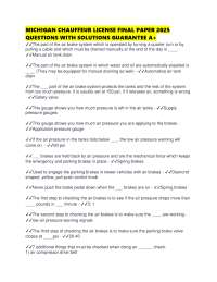 Michigan Chauffeur License Exam Prep: Air Brake & Safety Q&A