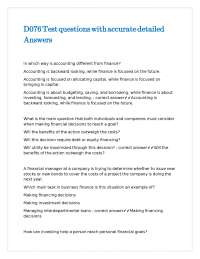 Finance and Accounting Test Questions with Answers