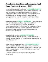 Penn Foster Anesthesia and Analgesia Final Exam Question & Answers 2025