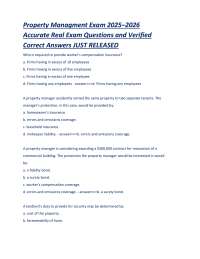Property Managment Exam 2025–2026 Accurate Real Exam Questions and Verified Correct Answer