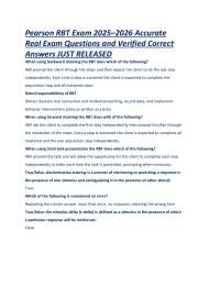 Pearson RBT Exam 2025–2026 Accurate Real Exam Questions and Verified Correct Answers