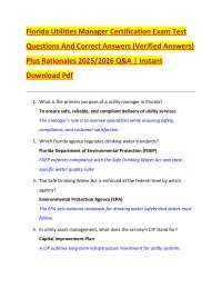 Florida Utilities Manager Certification Exam Q&A 2025/2026