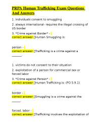 Human Trafficking: Exam Questions and Answers