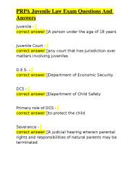 Juvenile Law Exam Q&A: Key Concepts and Definitions