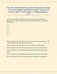 NSG432 Nursing Care of the Childbearing Family Final Exam Q&A