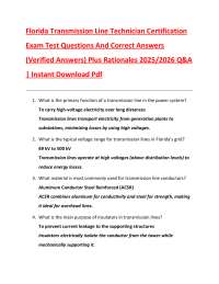 Florida Transmission Line Technician Certification Exam Q&A 2025/2026