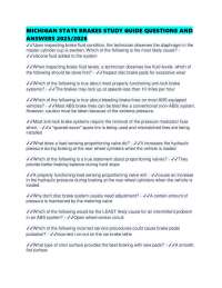 Michigan State Brakes Study Guide: Questions and Answers 2025/2026