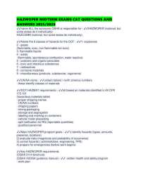 HAZWOPER MIDTERM EXAMS CAT QUESTIONS AND ANSWERS 2025/2026