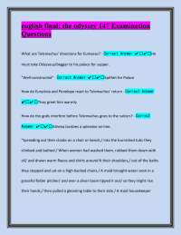 The Odyssey: Examination Questions and Answers
