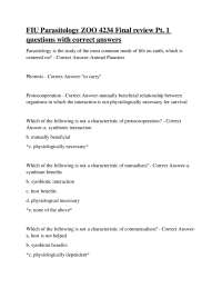 Parasitology Final Exam Review: Questions and Answers