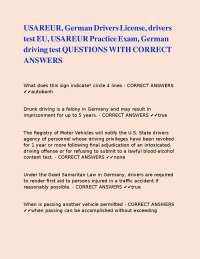 German Driving Test Questions and Answers: USAREUR Practice Exam