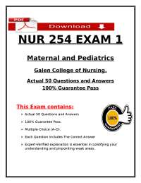NUR 254 Exam 1 Galen College of Nursing – 50 Verified Questions & Answers (2025)