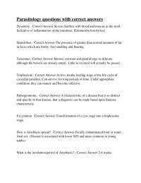 Parasitology questions with correct answers