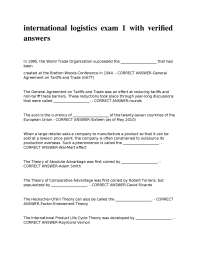 international logistics exam 1 with verified answers