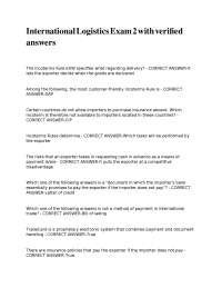 International Logistics Exam 2 with verified answers