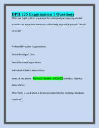 Dental Public Health Examination 1: Key Concepts and Practice Questions