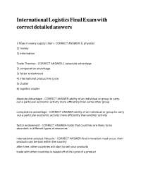 International Logistics Final Exam with Detailed Answers