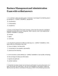 Business Management Exam Questions and Answers