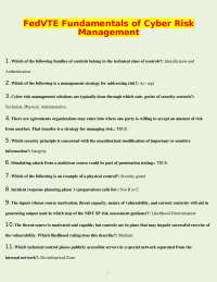 Cyber Risk Management Fundamentals Quiz