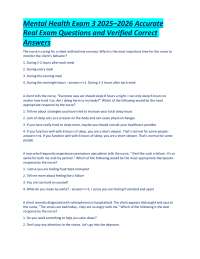 Mental Health Nursing Exam Questions and Answers