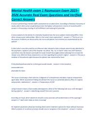 Mental Health Nursing Exam 1: Questions and Answers for Rasmussen College