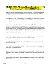 HR Block Tax Exam Q&A: 2025 Verified Edition