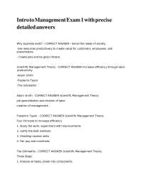 Management Theories and Exam Questions