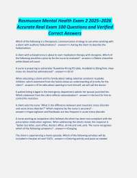 Mental Health Nursing Exam 2025-2026: Questions and Answers
