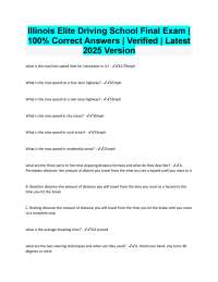 Illinois Driving School Final Exam: 2025 Verified Answers
