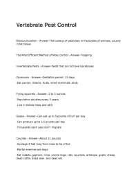 Vertebrate and Invertebrate Pest Control: Identification and Management