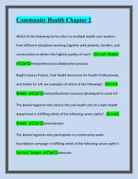 Community Oral Health: Key Concepts and Practice Questions
