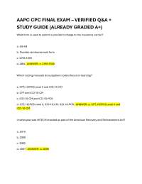 AAPC CPC FINAL EXAM – VERIFIED Q&A + STUDY GUIDE (ALREADY GRADED A+)