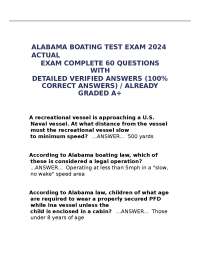 Alabama Boating Test Exam 2024: Questions and Verified Answers
