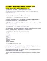 ONS/ONCC CHEMOTHERAPY FINAL PAPER 2025 QUESTIONS WITH ANSWERS RATED A+