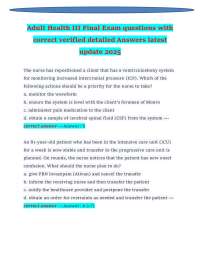 Adult Health III Final Exam Questions and Answers 2025