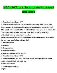 Health Coaching Practice Questions and Answers
