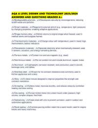 AQA A LEVEL DESIGN AND TECHNOLOGY 2025/2026 ANSWERS AND QUESTIONS GRADED A+