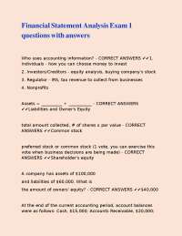 Financial Statement Analysis Exam 1 questions with answers