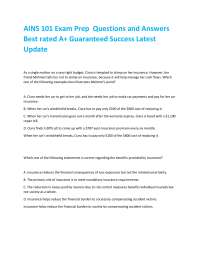 AINS 101 Exam Prep Questions and Answers Best rated A+ Guaranteed Success Latest Update