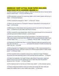 AMERICAN YAWP ACTUAL EXAM PAPER 2025/2026 QUESTIONS WITH ANSWERS GRADED A+