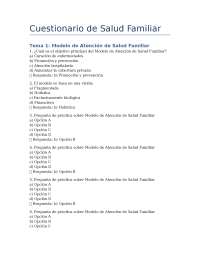 Preguntas de Práctica: Salud Familiar, ODS y Modelos de Atención