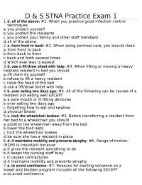 D & S STNA Practice Exam 1