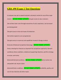 GBA 490 Exam 2 Test Questions With High Expert Verified Answers | 2025/2026