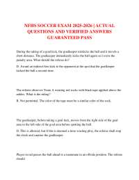 NFHS SOCCER EXAM 2025-2026 | ACTUAL QUESTIONS AND VERIFIED ANSWERS GUARANTEED PASS