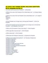 AZ CIVICS TEST PAPERS EXAMS 2025/2026 QUESTIONS WITH ANSWERS RATED A+