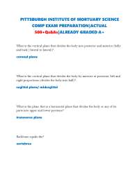 PITTSBURGH INSTITUTE OF MORTUARY SCIENCE COMP EXAM PREPARATION|ACTUAL 500+Qs&As|GRADED A+