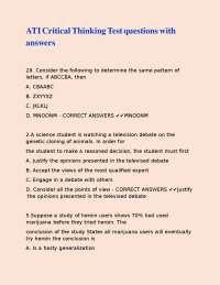 ATI Critical Thinking Test questions with answers