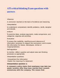 Critical Thinking Exam Questions and Answers