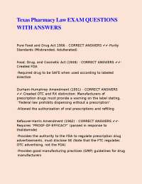 Texas & Federal Pharmacy Law Exam Questions and Answers