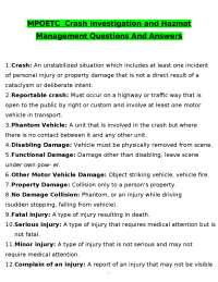 MPOETC Crash Investigation and Hazmat Management Questions And Answers